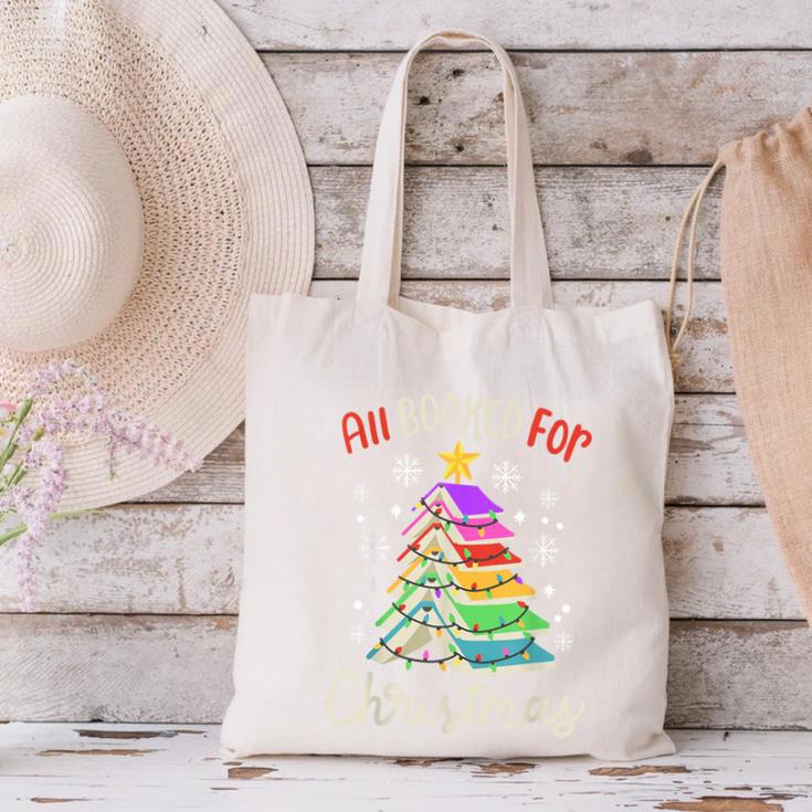 All Booked For Christmas Book Lovers Xmas Tree Women Canvas Tote Bag