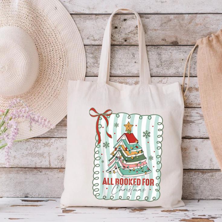 All Booked For Christmas Book Xmas Tree Coquette Bow Lights Canvas Tote Bag All Booked For Christmas Book Xmas Tree Coquette Bow Lights Canvas Tote Bag