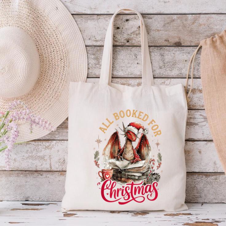 All Booked For Christmas Dragon Canvas Tote Bag
