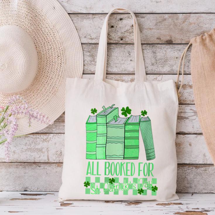 All Booked For St Patrick's Day Book Lover Lucky Shamrock Canvas Tote Bag