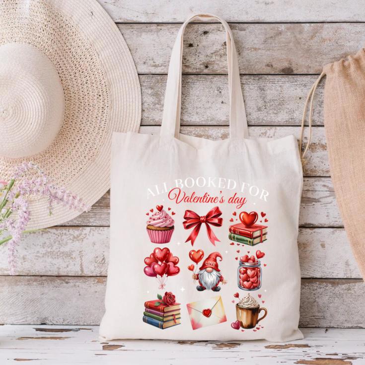 All Booked For Valentine Coquette Bow Girl Women Teacher Canvas Tote Bag