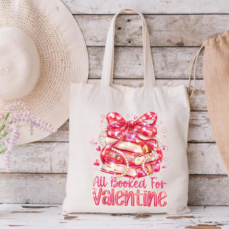 All Booked For Valentine Cute Pink Book Lover Aesthetic Canvas Tote Bag