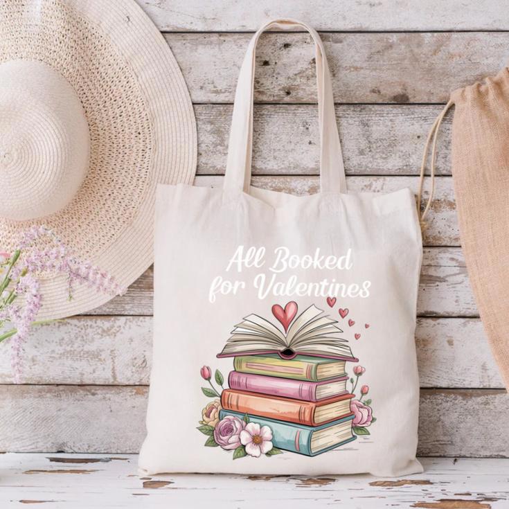 All Booked For Valentines Book Lover Romance Canvas Tote Bag