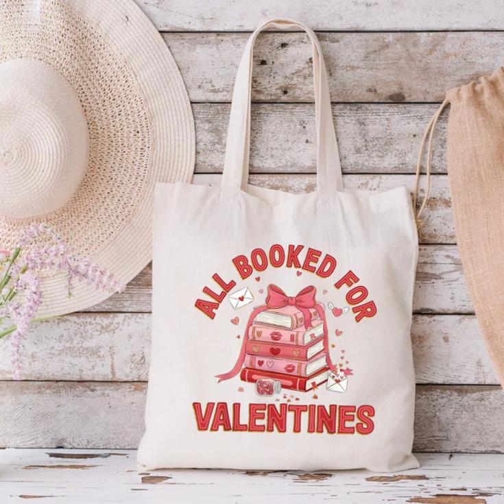 All Booked For Valentines Bow Heart Book Lover Valentine Day Canvas Tote Bag