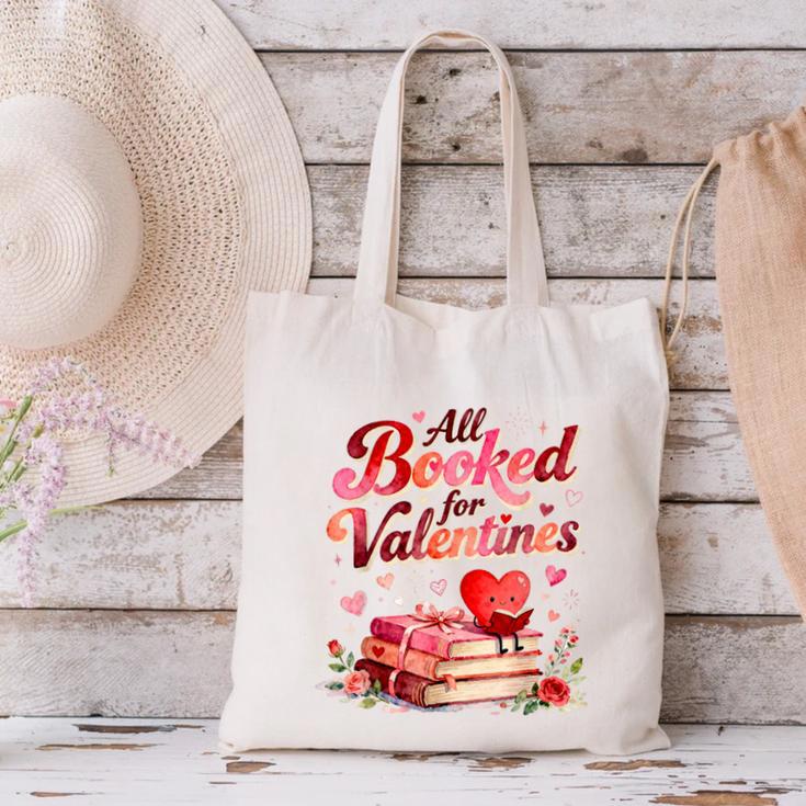 All Booked For Valentines Cute Book Lover Quote Canvas Tote Bag