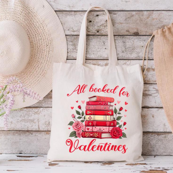 All Booked For Valentines Librarian Book Lover Teacher Canvas Tote Bag