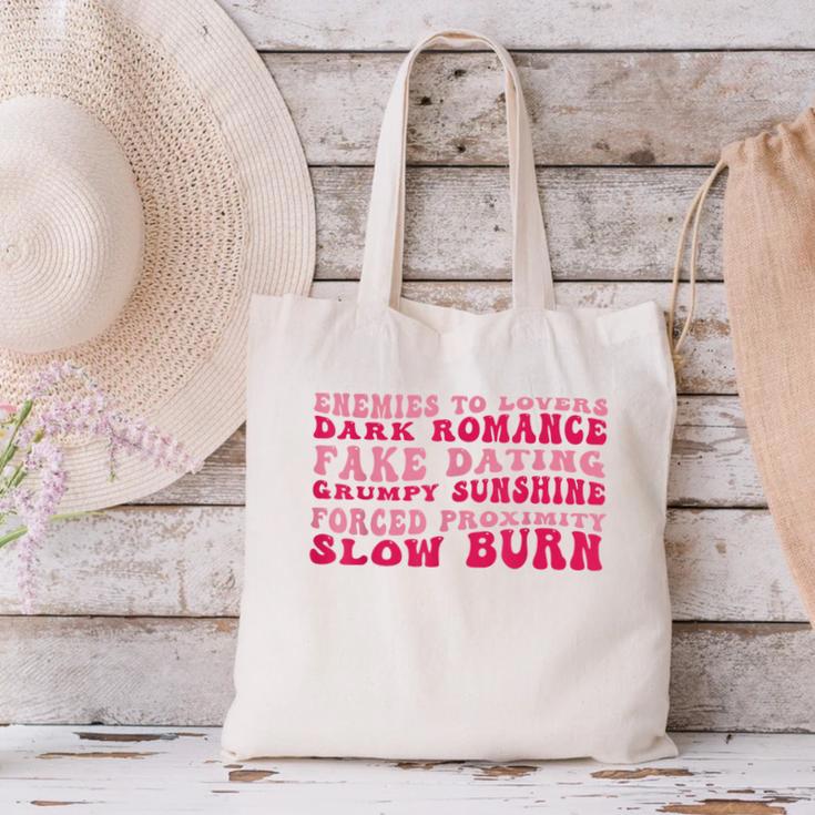 Bookish Romance Tropes Book Club Reader Spicy Book Lover Canvas Tote Bag