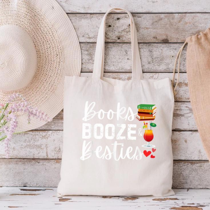 Books Booze And Besties Book Lover Bestie Squad Twinning Canvas Tote Bag