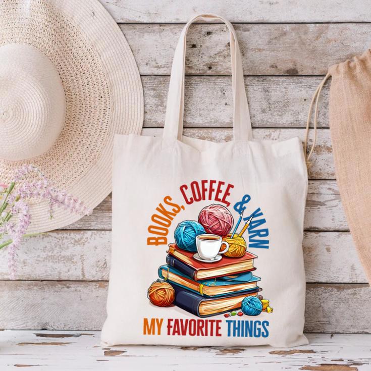 Books Coffee & Yarn Lover My Favorite Things Canvas Tote Bag