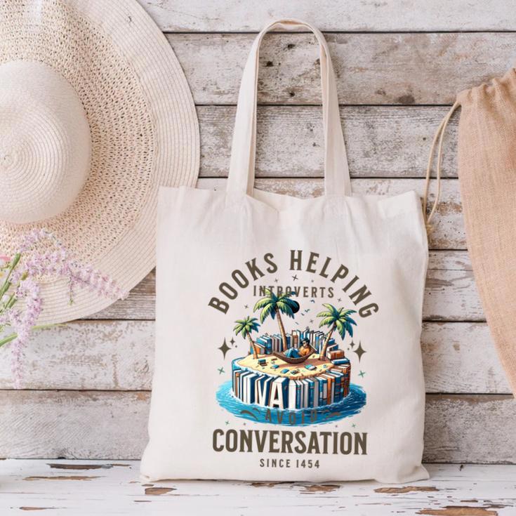 Books Helping Introvert Avoid Conversation Canvas Tote Bag Books Helping Introvert Avoid Conversation Canvas Tote Bag