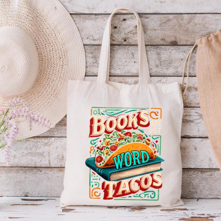 Books Are Just Word Tacos Shirt Book Shirts Reader Canvas Tote Bag