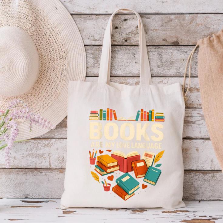 Books Are My Love Language Reading Lover Librarian Valentine Canvas Tote Bag Books Are My Love Language Reading Lover Librarian Valentine Canvas Tote Bag