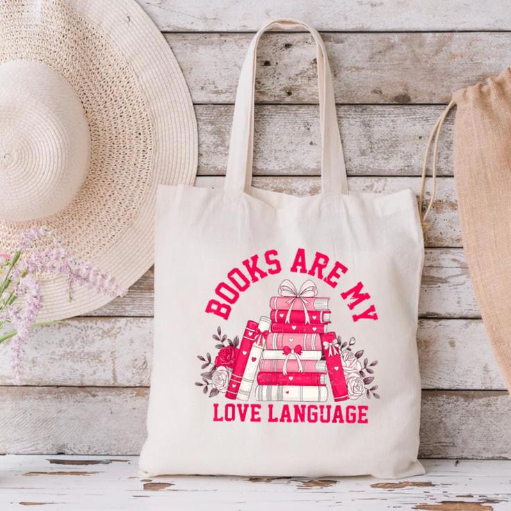 Books Are My Love Language Valentine Book Lover Canvas Tote Bag Books Are My Love Language Valentine Book Lover Canvas Tote Bag