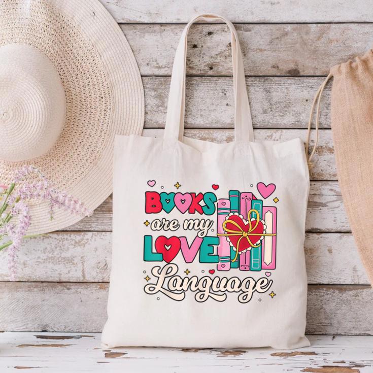 Books Are My Love Language Valentines Book Lover Librarian Canvas Tote Bag