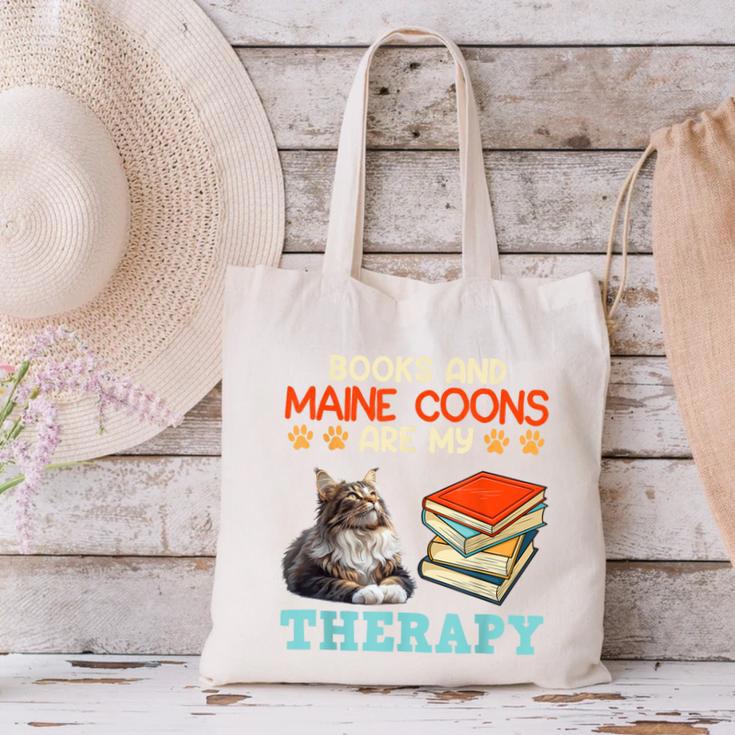 BOOKS AND MAINE COONS ARE MY THERAPY Main Coon Canvas Tote Bag