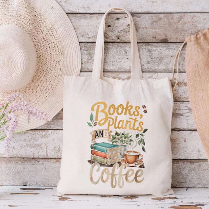 Books Plants And Coffee Growing Plant Gardening Planting Canvas Tote Bag