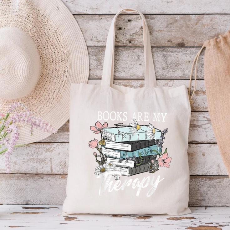 Books Are My Therapy Summer Reading Book Lovers Canvas Tote Bag Books Are My Therapy Summer Reading Book Lovers Canvas Tote Bag