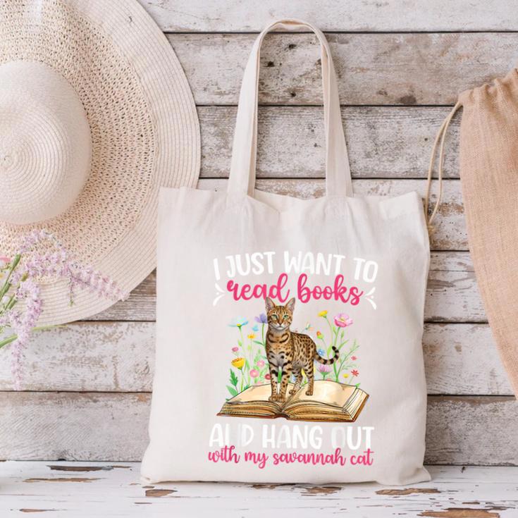 Books And My Savannah Cat Owner Savannah Cat Lover Canvas Tote Bag