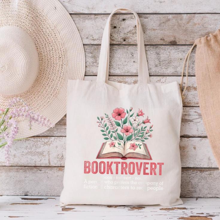 Booktrovert Book Lover Bookworm Reading Books Librarian Canvas Tote Bag