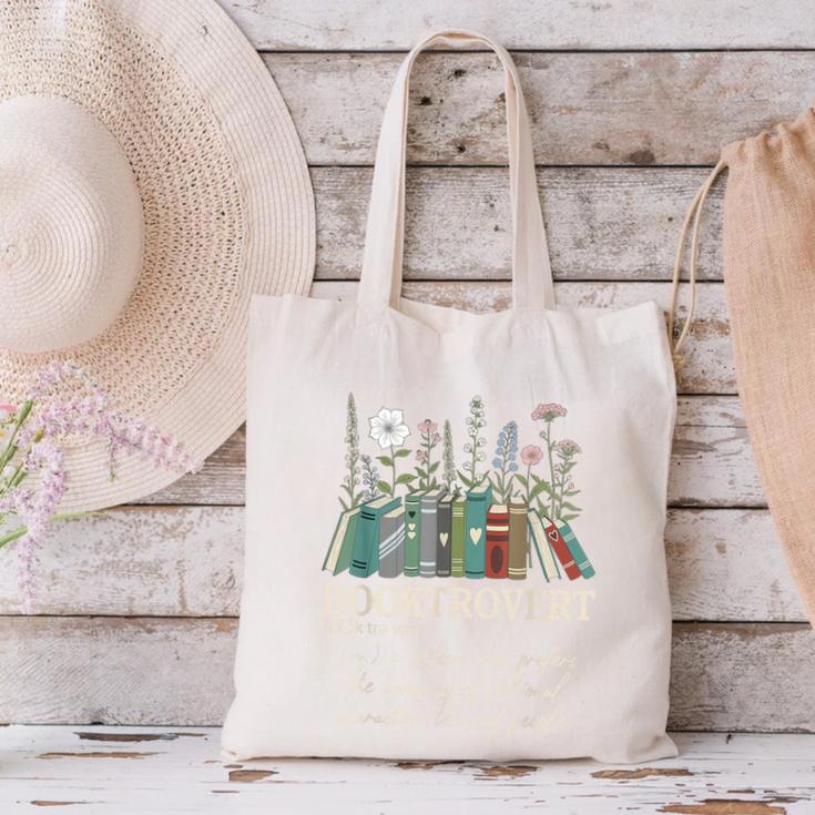 Booktrovert Definition Floral Books Reading Teacher Library Canvas Tote Bag