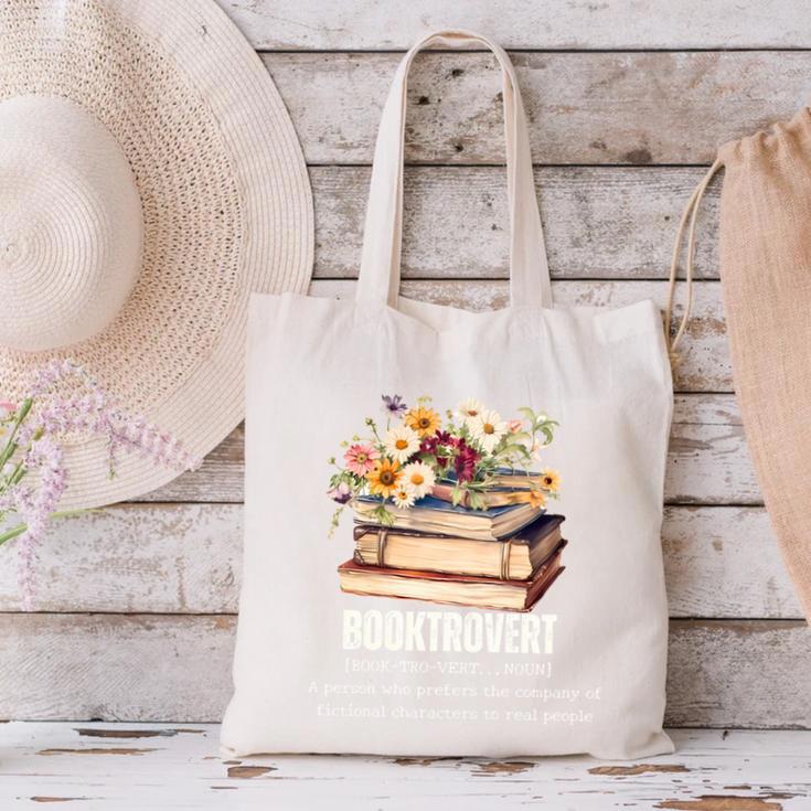 Booktrovert Vintage Wildflowers Books For Book Lovers Canvas Tote Bag