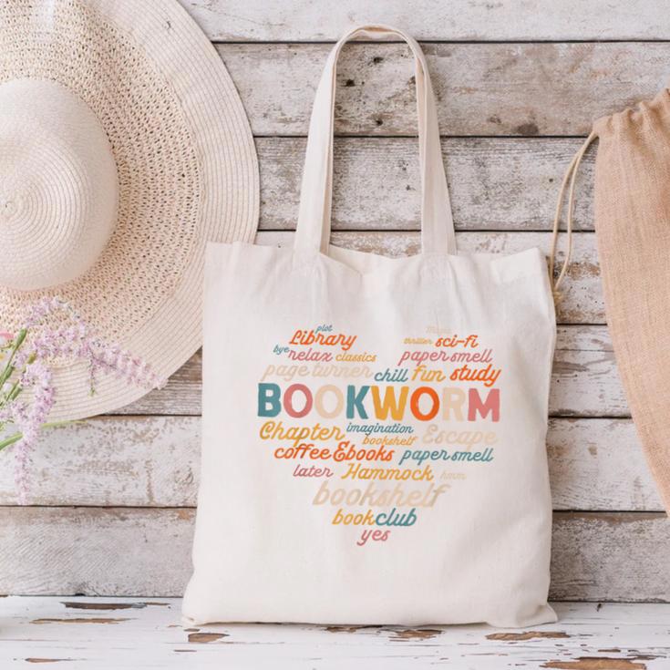 Bookworm Words Heart Book Lover Reader Reading Fun Canvas Tote Bag Bookworm Words Heart Book Lover Reader Reading Fun Canvas Tote Bag