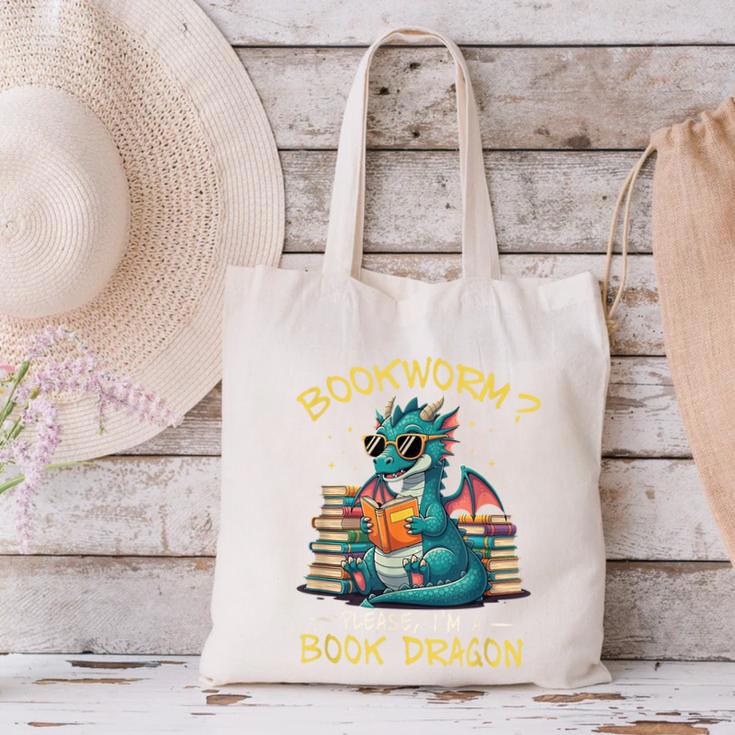 Bookworm I'm A Book Dragon Reading Books Bookish Book Lover Canvas Tote Bag