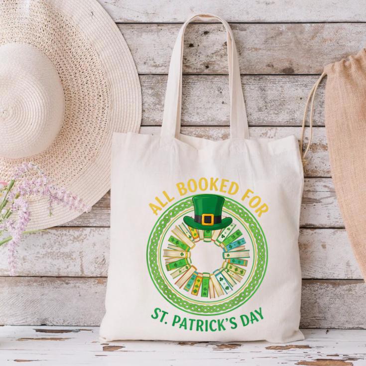 Bookworm Irish All Booked For St Patrick's Day Book Lover Canvas Tote Bag
