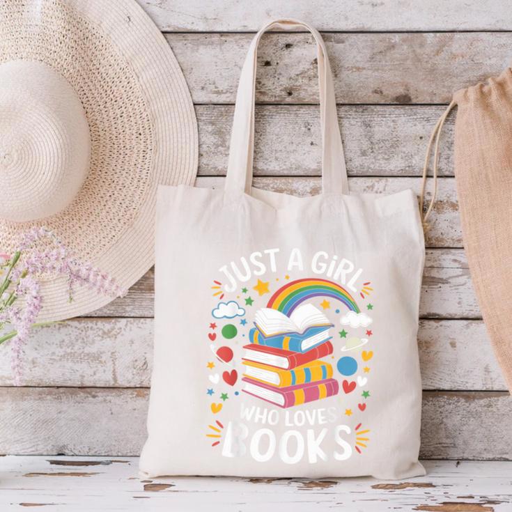 Bookworm Just A Girl Who Loves Books Canvas Tote Bag Bookworm Just A Girl Who Loves Books Canvas Tote Bag
