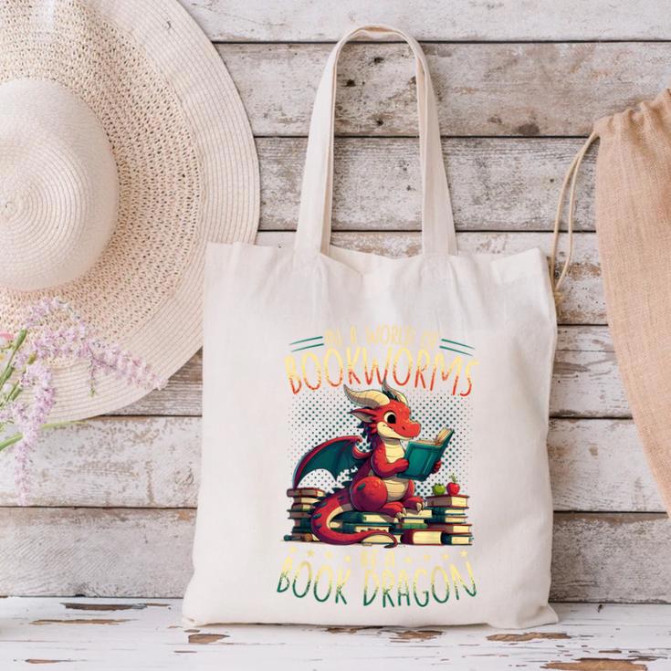 Bookworms Be A Book Dragon Literature Reading & Book Lover Canvas Tote Bag