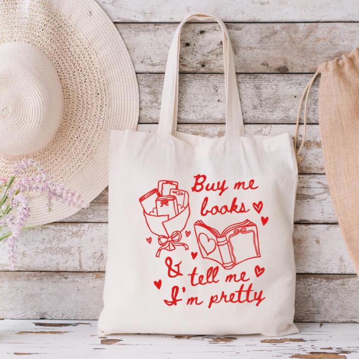 Buy Me Books And Tell Me I'm Pretty Canvas Tote Bag