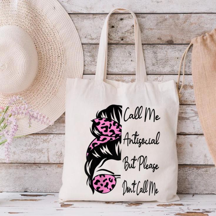 Call Me Antisocial But Please Don't Call Me Introvert Raglan Baseball Tee Canvas Tote Bag