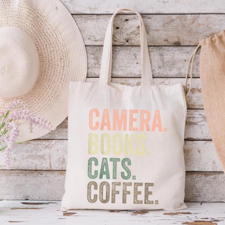 Camera Books Cats And Coffee Lover Photography Men Women Canvas Tote Bag