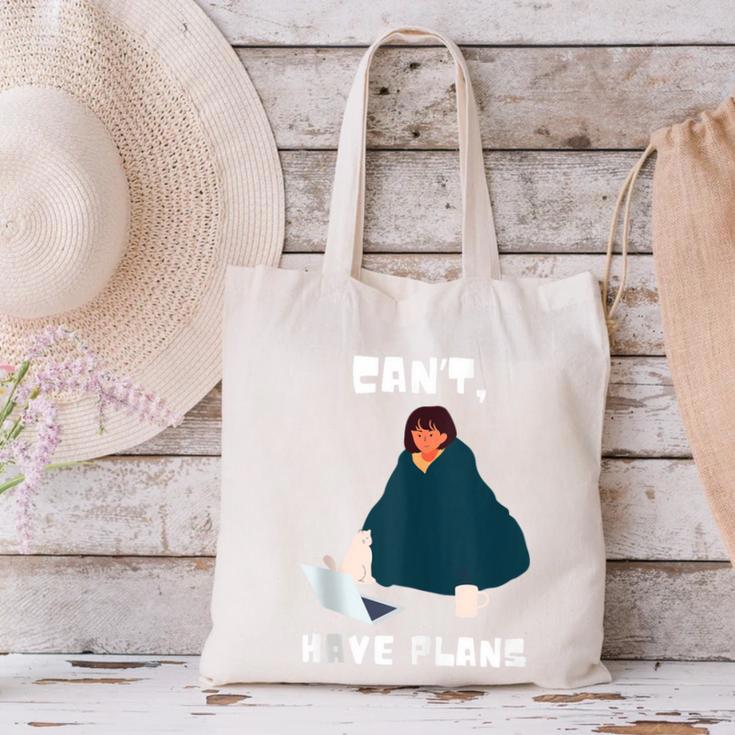 Can't Have Plans Introvert Staying Home Canvas Tote Bag