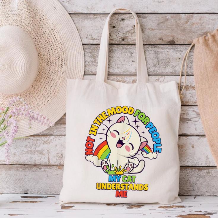Cat Mom Loves Cats Dad Not In The Mood For People Introvert Canvas Tote Bag