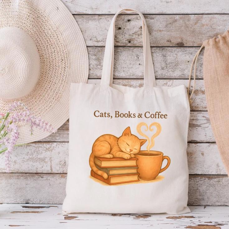 Cats Books And Coffee Heart Cozy Cat Lover Bookworm Readers Canvas Tote Bag Cats Books And Coffee Heart Cozy Cat Lover Bookworm Readers Canvas Tote Bag