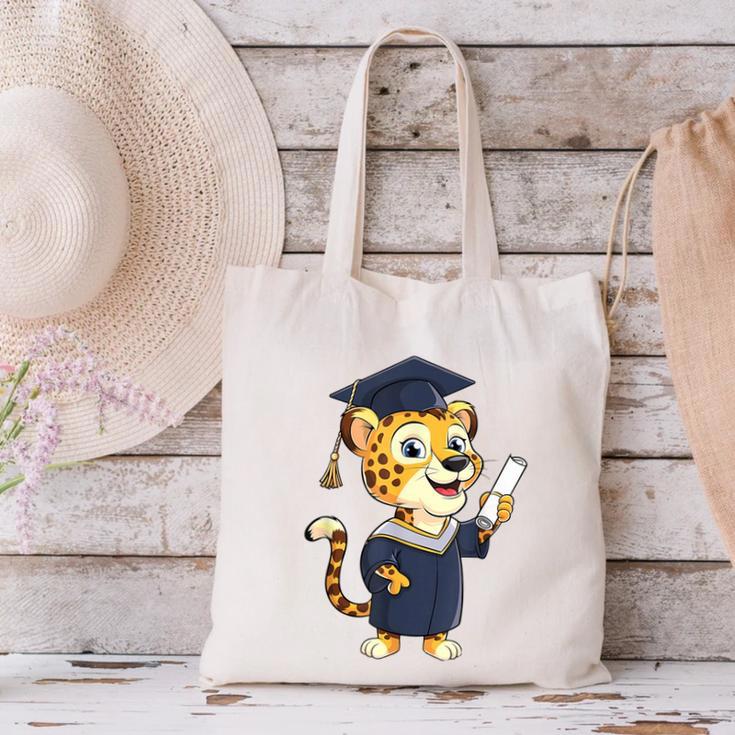 Cheetah Graduation Cute Kindergarten Elementary High School Canvas Tote Bag