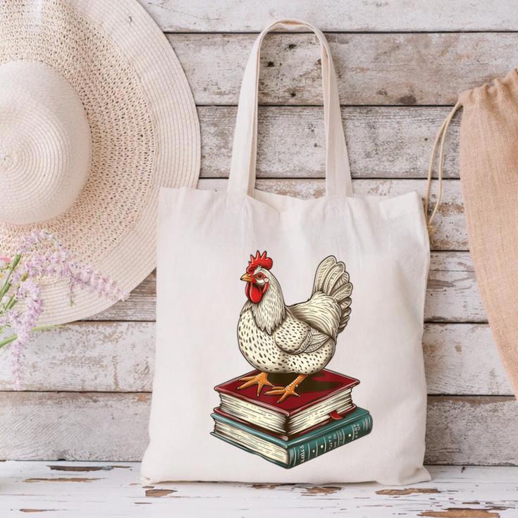 Chicken Books Back To School First Day Of School Boys Girls Canvas Tote Bag