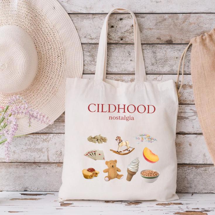 Childhood Nostalgia Good Memories Teddy Bear Ice Cream Canvas Tote Bag