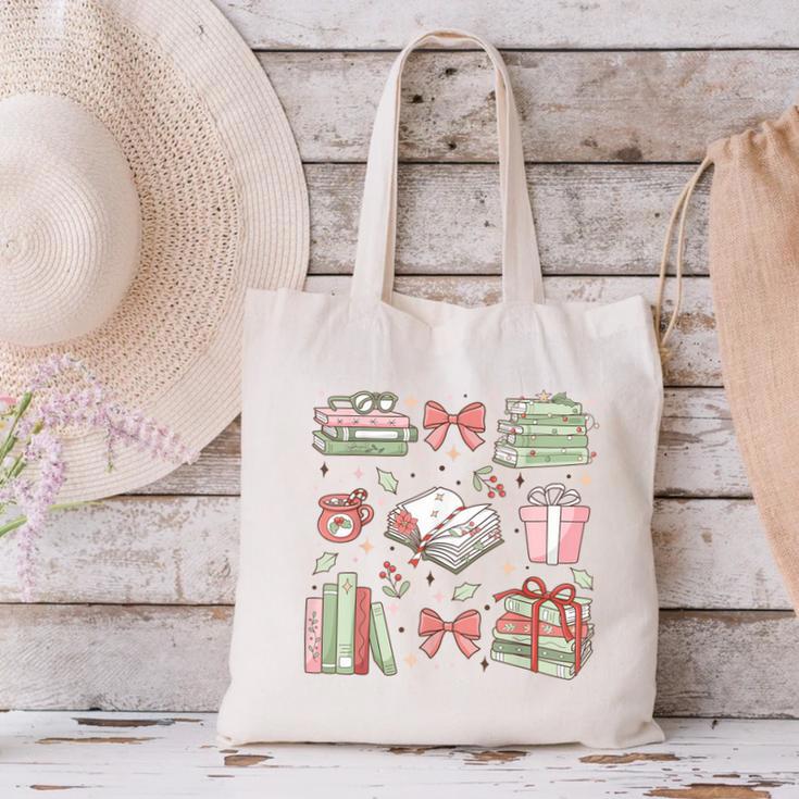 Christmas Book Lover Reading Reader Men Women Kids Xmas Canvas Tote Bag Christmas Book Lover Reading Reader Men Women Kids Xmas Canvas Tote Bag