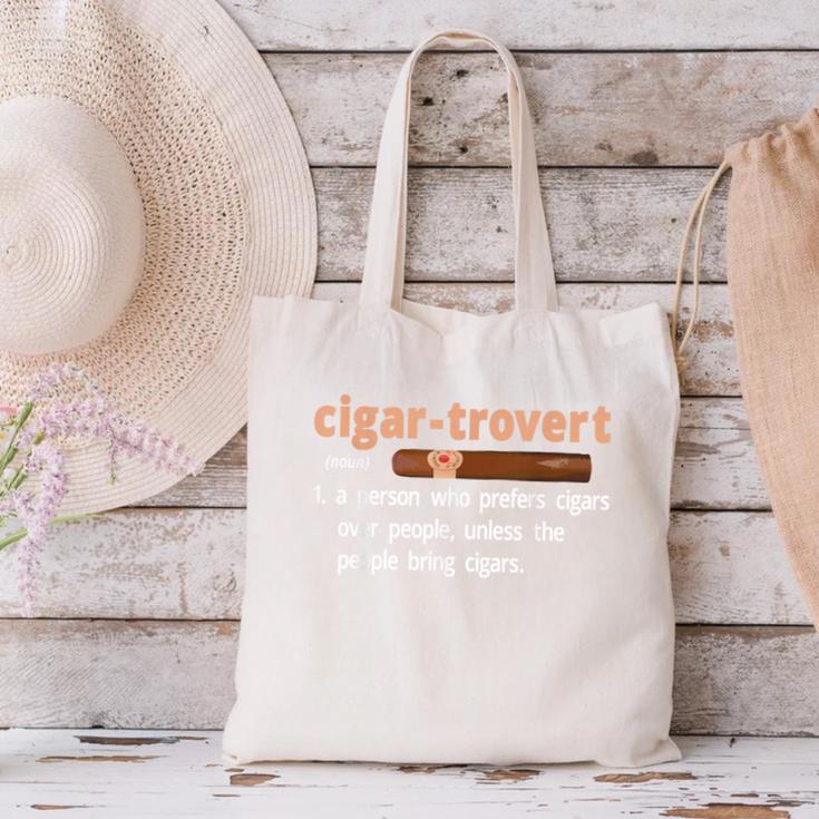 Cigar-Trovert Cigar Smoking Humor Definition Introvert Canvas Tote Bag