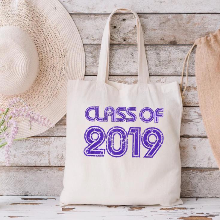 Class Of 2019 High School Graduation Purple Senior Canvas Tote Bag