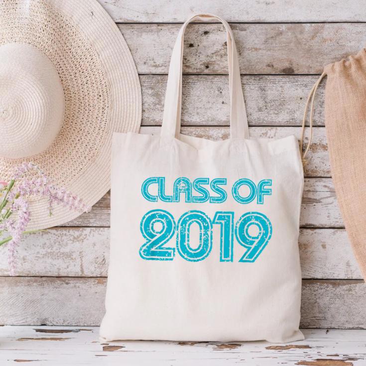 Class Of 2019 High School Graduation Teal Senior Canvas Tote Bag