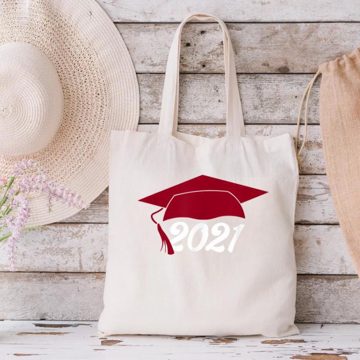 Class Of 2021 Burgundy Regalia Graduation Canvas Tote Bag