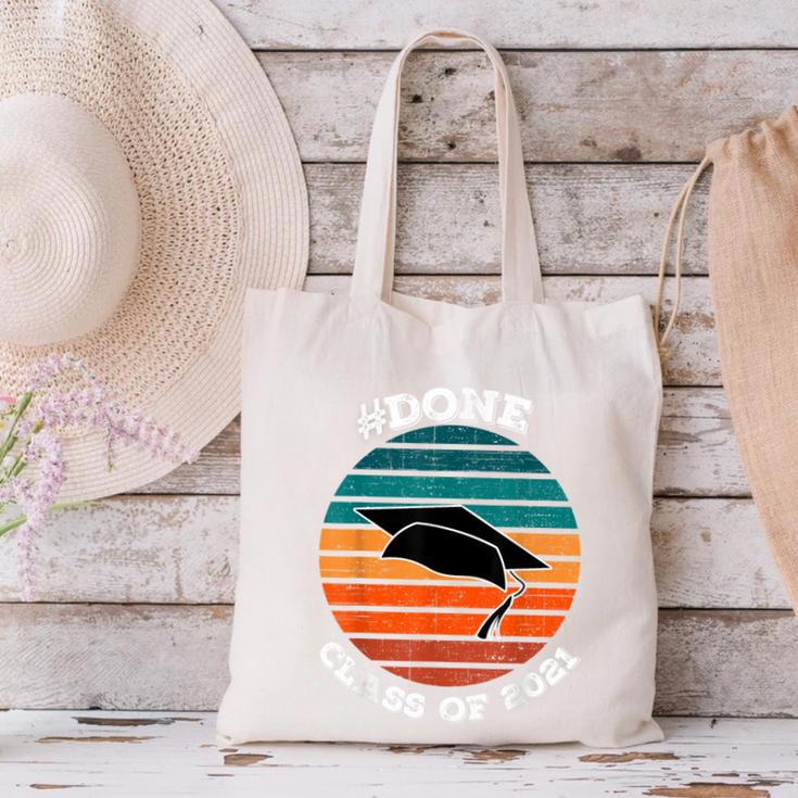 Class Of 2021 Done Senior Graduation Retro Sunset Canvas Tote Bag