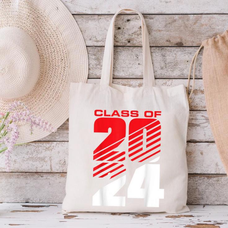 Class Of 2024 High School Senior Graduation Red Sports Style Canvas Tote Bag