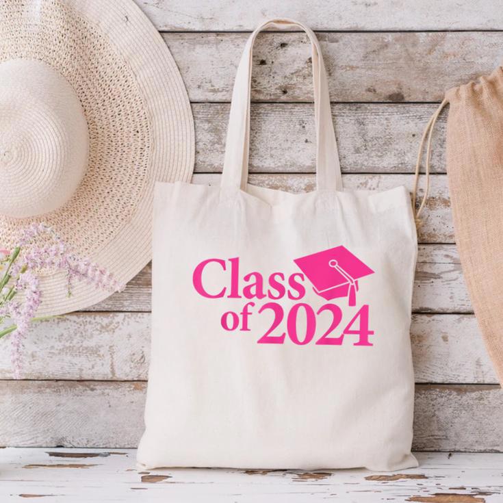 Class Of 2024 Pink For Girls And Women Graduation Canvas Tote Bag