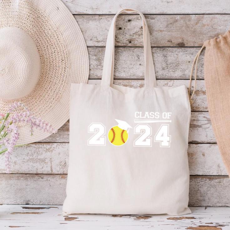 Class Of 2024 Senior Softball Player Graduation Canvas Tote Bag