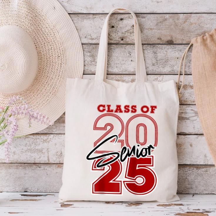 Class Of 2025 Senior 2025 Graduation Red Raglan Baseball Tee Canvas Tote Bag