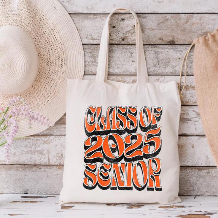 Class Of 2025 Senior Orange And Student Graduation Canvas Tote Bag